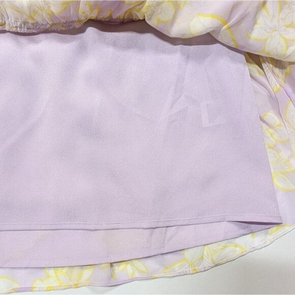 WAYF Dress Mabel Lavender Tropical Halter Coquette Ruffle Smocked Party Lined S - Picture 11 of 15